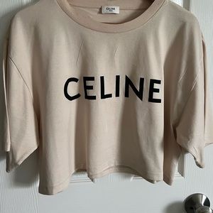 Celine crop top t-shirt. Shirt currently on wait list online.